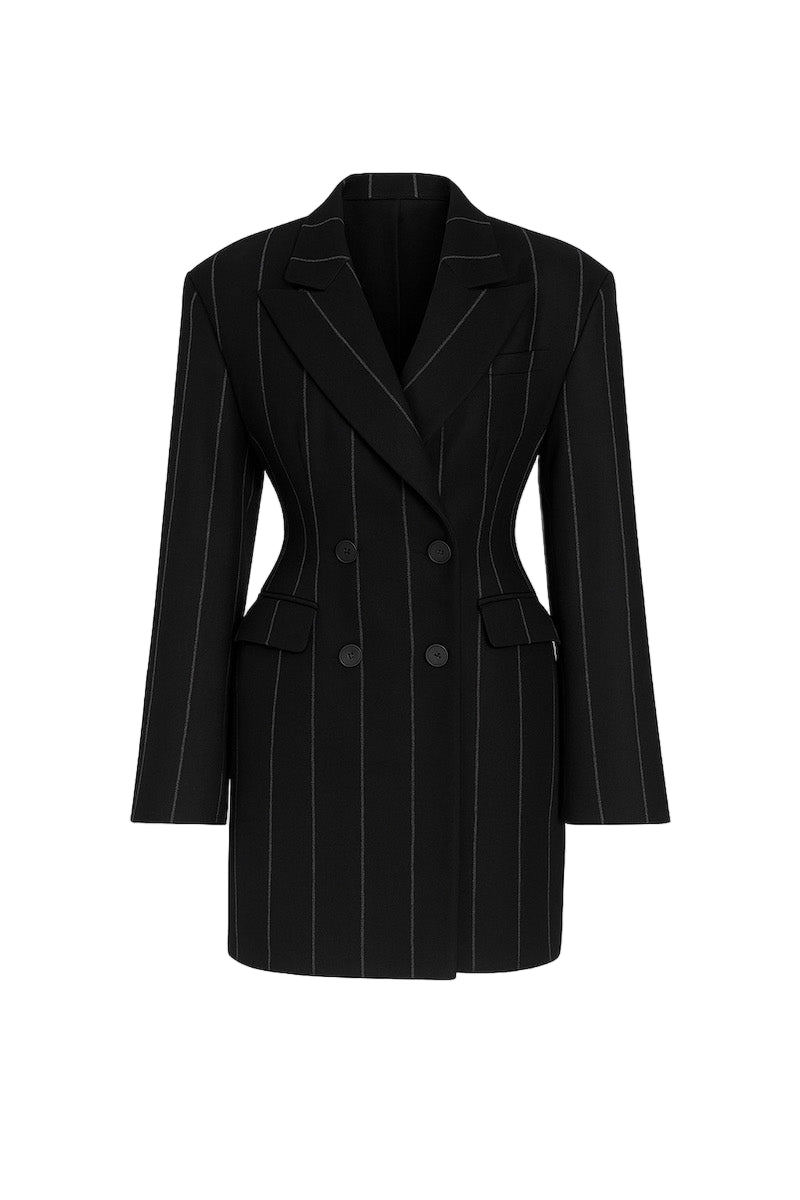 PETRA Black Midi Blazer Dress M