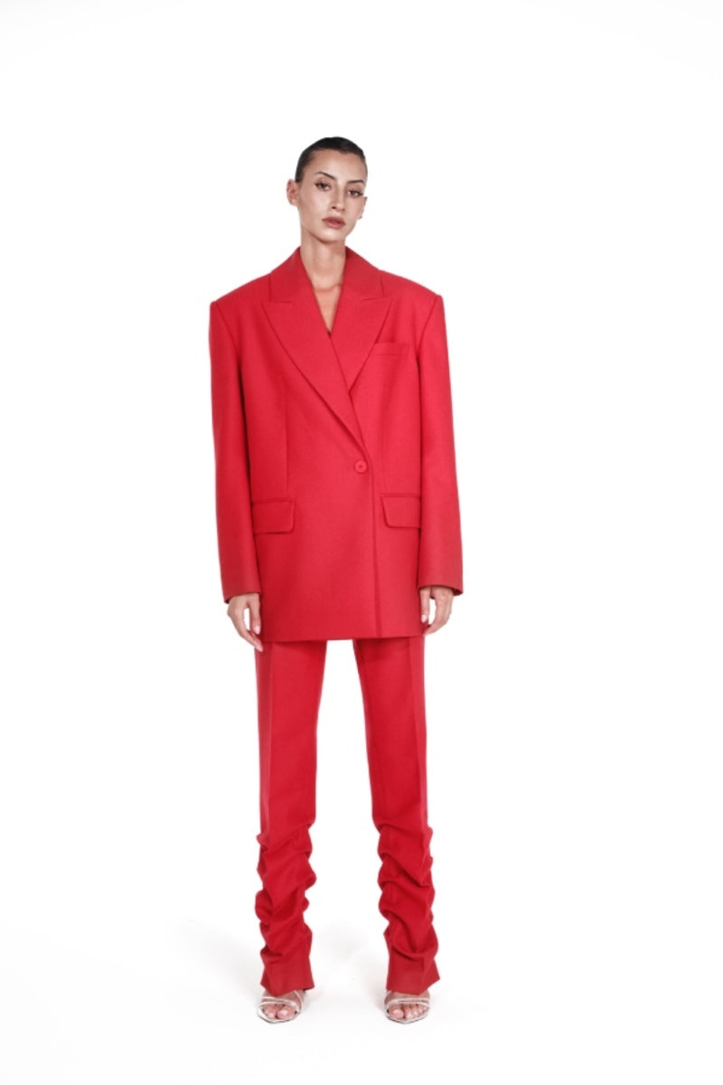 ANTHURIUM RED LOW-RISE PANTS - CULT MIA