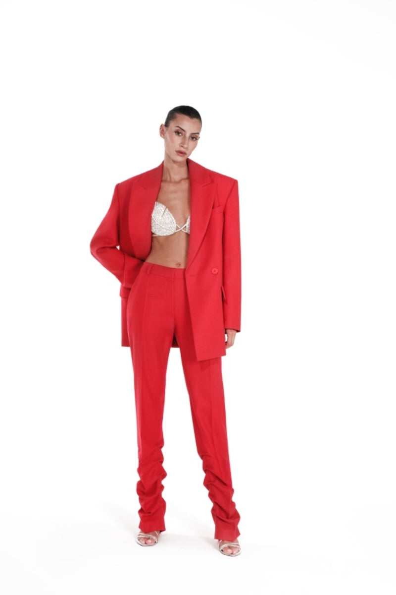 ANTHURIUM RED LOW-RISE PANTS - CULT MIA