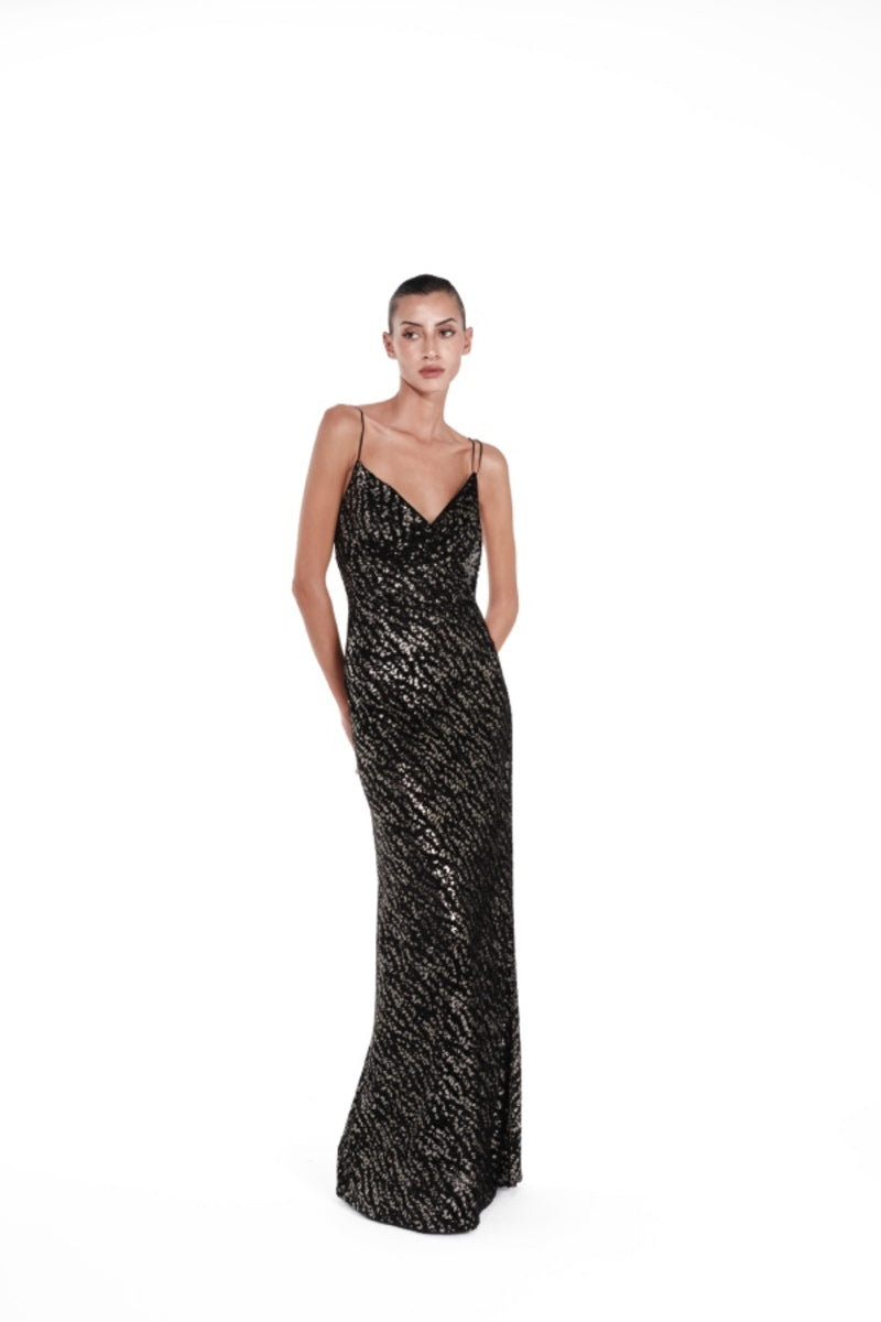 KENYA BLACK COWL-NECK GOWN - CULT MIA