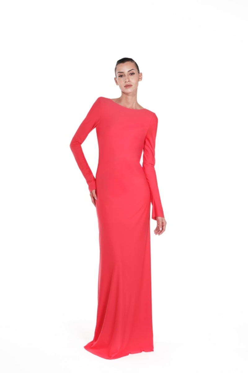 SABRINE RED BACKLESS GOWN - CULT MIA
