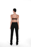 Nué Palme Black Leaf Bralette, stylish women's tops with black leaf print, featuring comfortable fabric and trendy design.