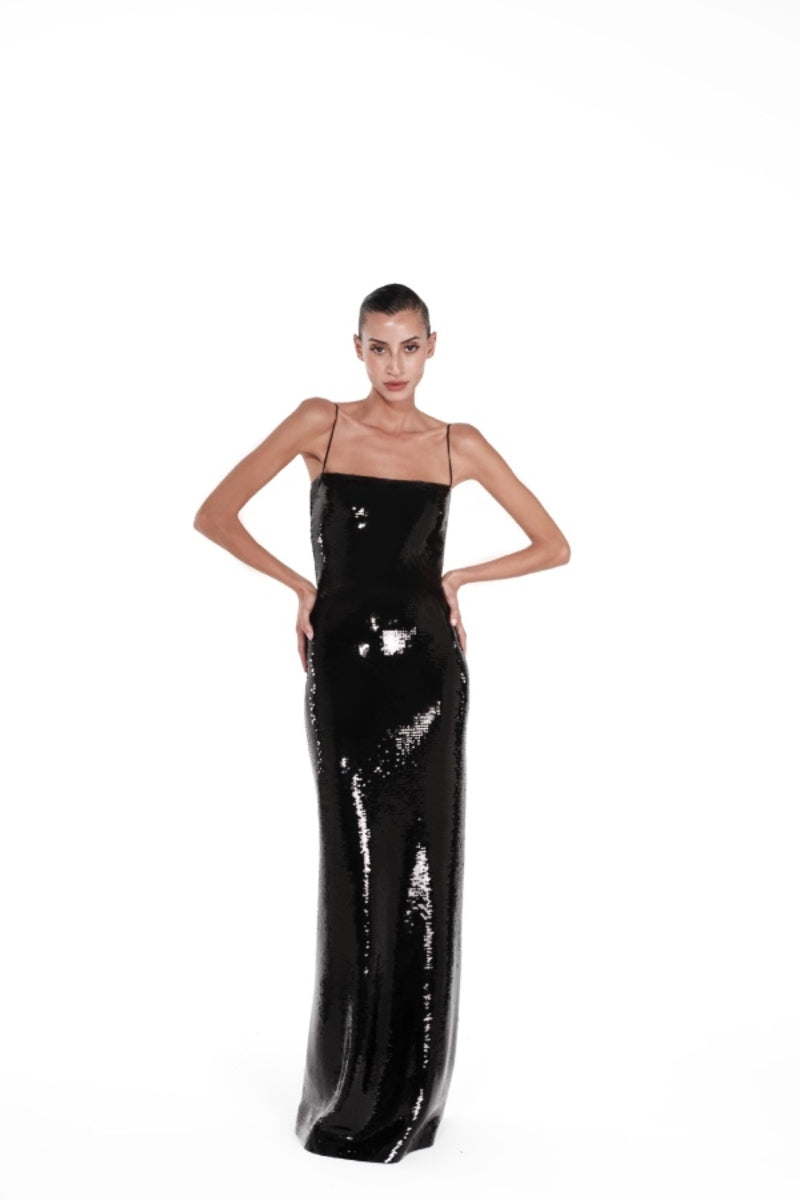 BARE BLACK SEQUIN GOWN - CULT MIA