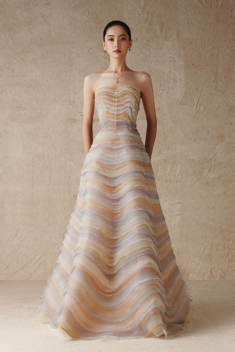 A-LINE SHEER TULLE GOWN - CULT MIA