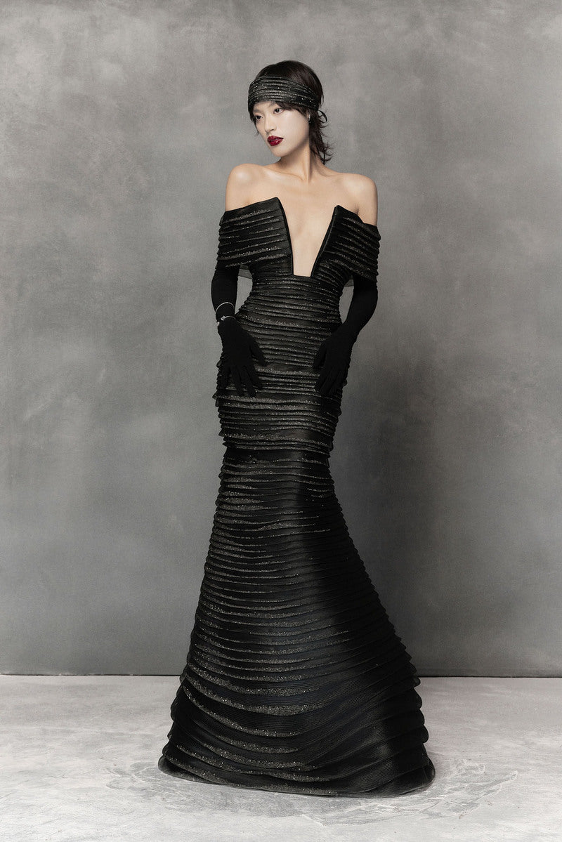LONG BLACK CUT-OUT GOWN - CULT MIA