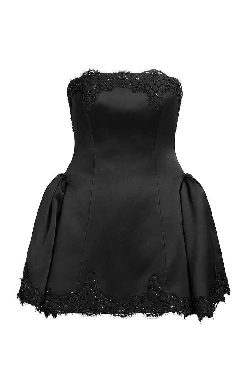 black strapless dress white trim Scarlett Gasque PHANTOM MINI Colors 3860CL Women's Formal fuzzy featuring a unique black SIZE:30