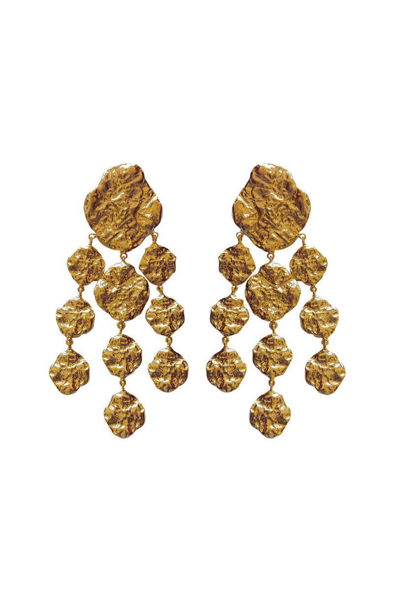 Jessica K B.O PHILI gold earrings, stylish jewelry featuring sleek gold earrings with a modern design.