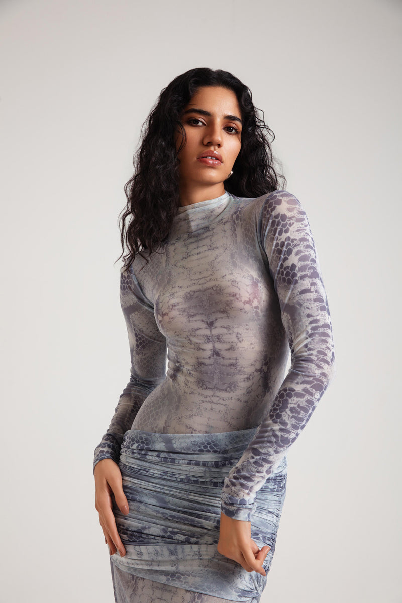 Deme By Gabriella Andrea Gray maxi dress featuring flowing fabric and a relaxed fit, perfect for casual or dressy occasions.