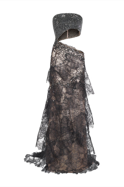 【MONOHA】Lace dress (black) Helsa The Lace Column Dress in Black | REVOLVE