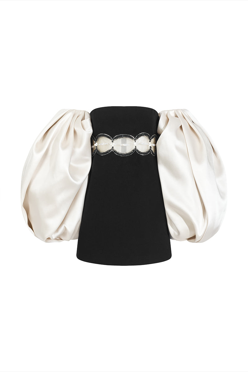 BLACK MINI SKIRT AND CUT-OUT TOP - CULT MIA