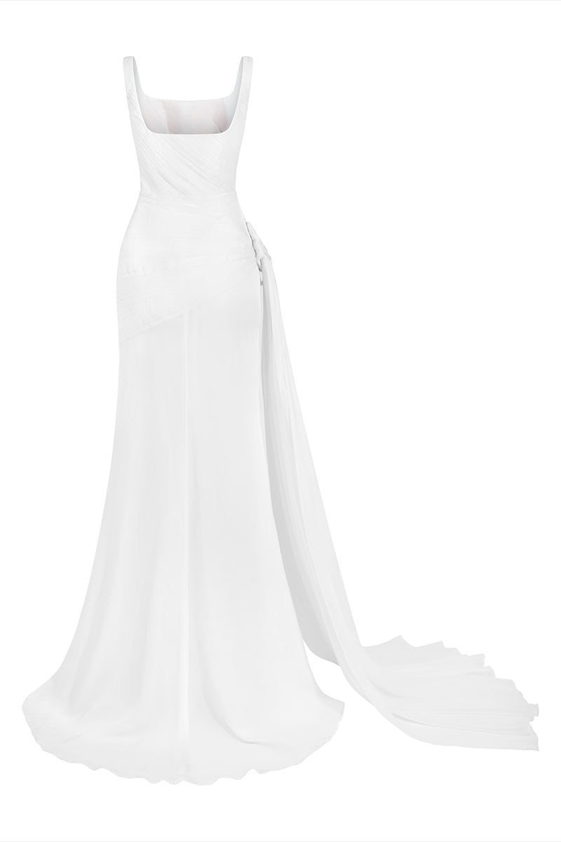 WHITE CHIFFON LAYERED DRESS - CULT MIA