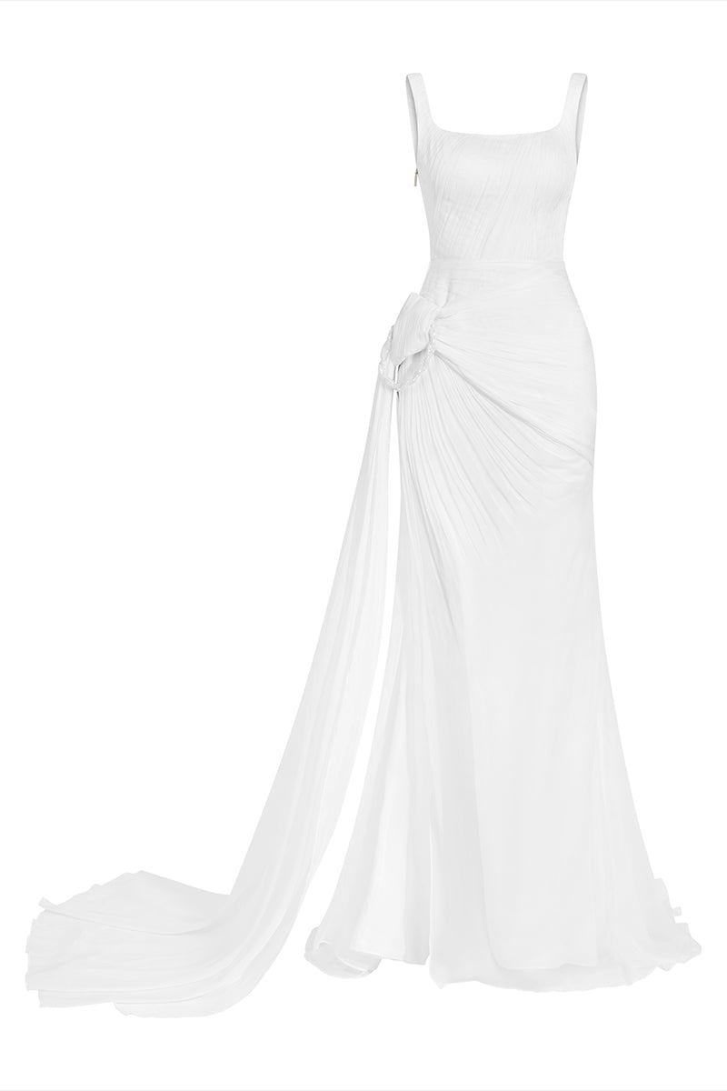 WHITE CHIFFON LAYERED DRESS - CULT MIA