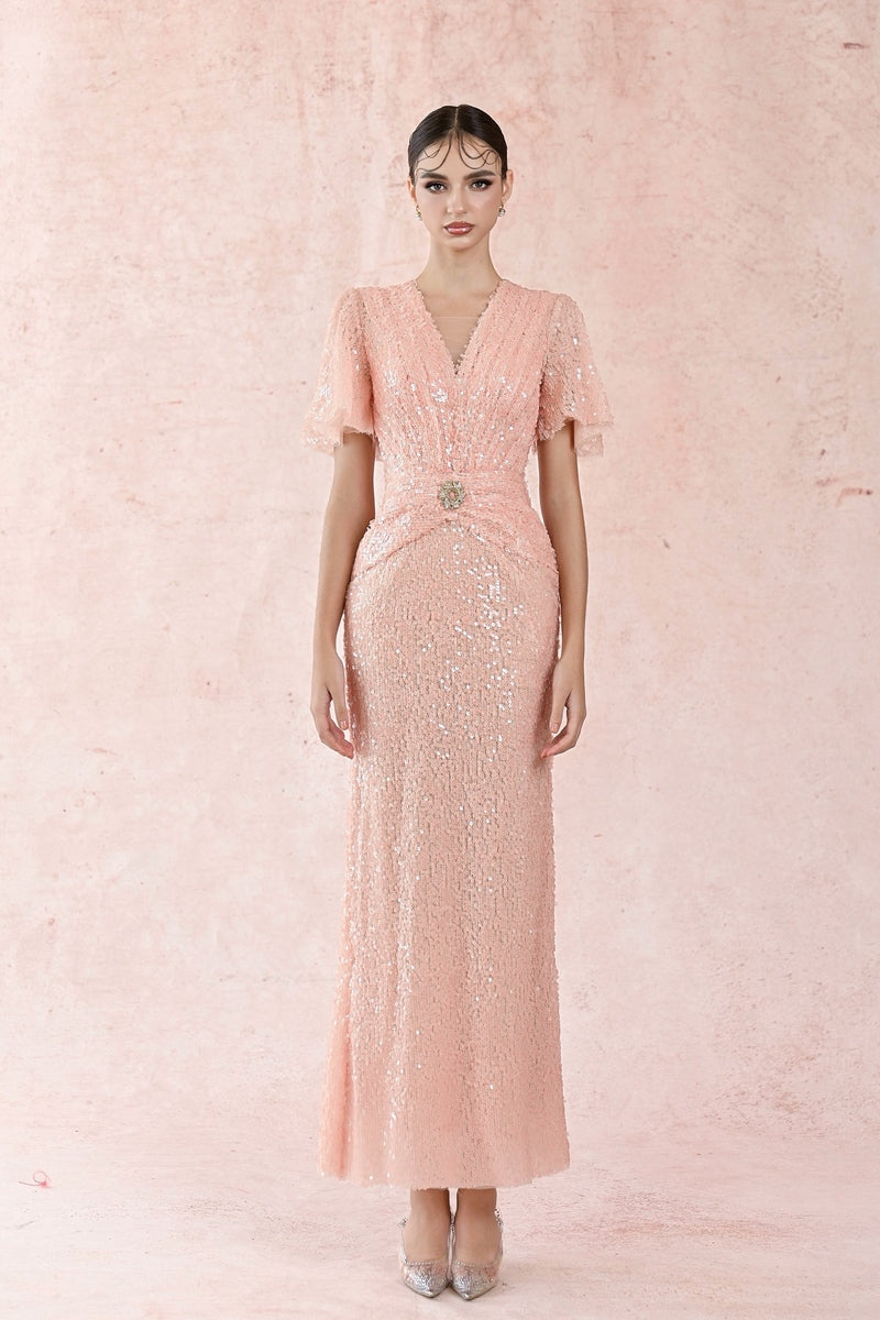 HACCHIC Couture Pink Sequin Ruffle Dress | Cult Mia HACCHIC Couture Pink Sequin Ruffle Dress | Cult Mia