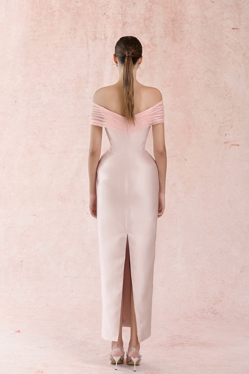 PINK TAFFETA PLEATED DRESS - CULT MIA