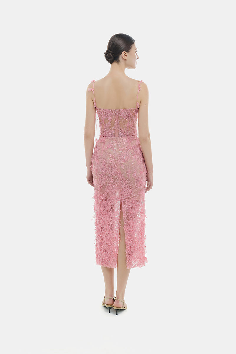 Montsand PINK BEADED LACE PENCIL MIDI DRESS | Cult Mia Montsand PINK BEADED LACE PENCIL MIDI DRESS | Cult Mia