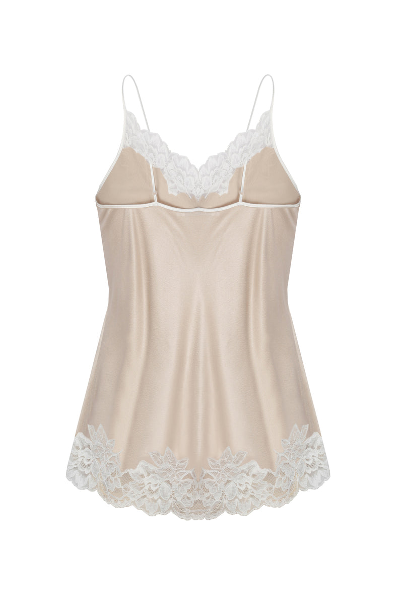 Bocan Couture Georgia Beige Cami and Short Pajama Set with soft fabric and relaxed fit, perfect for comfortable sleepwear.