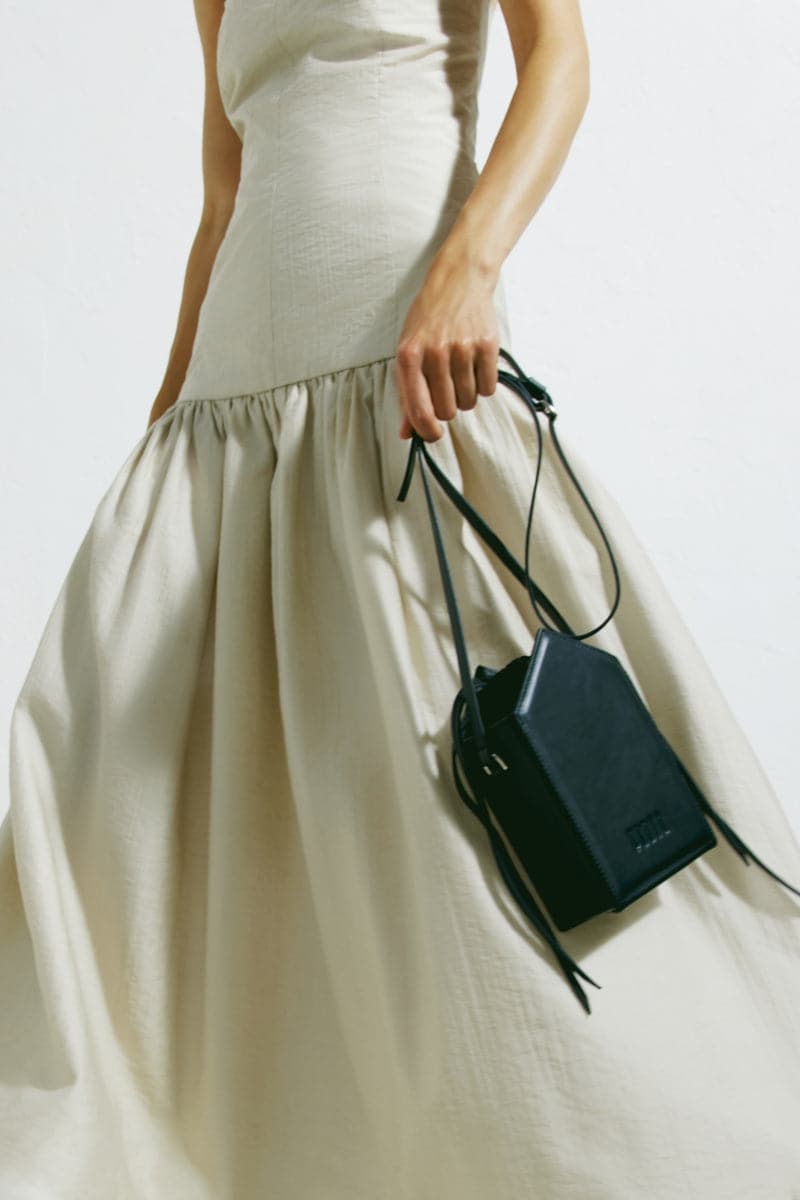 GONT BEIGE STRAPLESS A-LINE MIDI DRESS - CULT MIA
