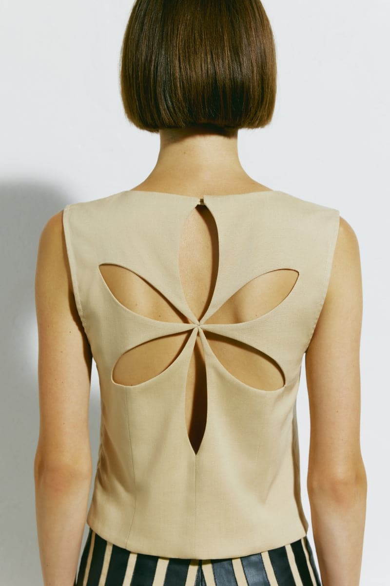 GROMOVYK BEIGE CUT-OUT BACK TOP - CULT MIA
