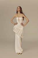 Elegant POEM Isolara Midi Gown with flowing fabric and intricate details, perfect for formal occasions.