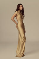 Poem Lucentia Maxi Dress in flowing fabric with a relaxed fit, featuring a stylish neckline and elegant design.