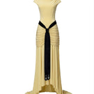 Jenny K Tran Primrose yellow gown, elegant formal dress with flowing fabric and intricate design, perfect for special occasions.