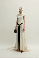 Jenny K Tran Primrose Ivory gown with elegant design, flowing fabric, and intricate details perfect for formal occasions.