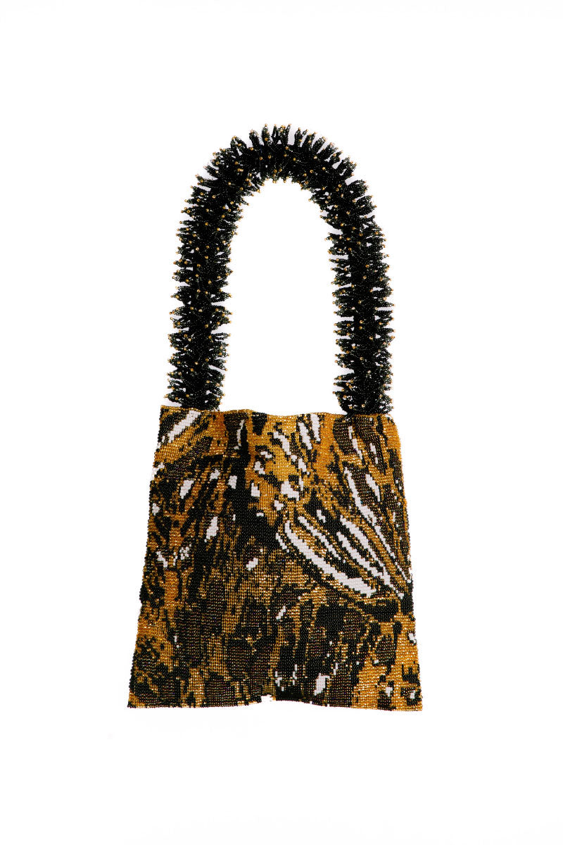 CLASH OF PRINTS IN BUTTERFLY GOLD, BLACK AND WHITE - CULT MIA