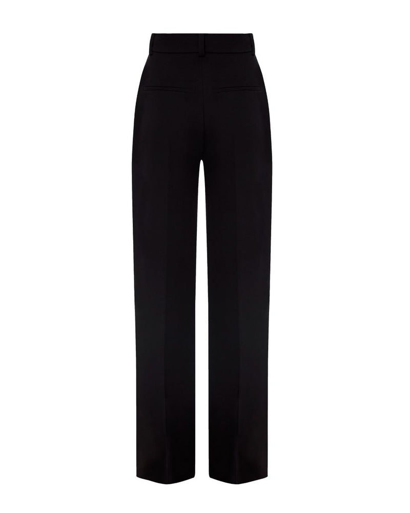 BLACK STRAIGHT HIGH-RISE PANTS - CULT MIA