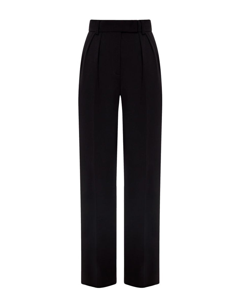 BLACK STRAIGHT HIGH-RISE PANTS - CULT MIA