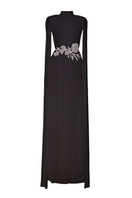 Elegant black Punch dress gown by Tarık Ediz with intricate design and flowing fabric, perfect for formal occasions.