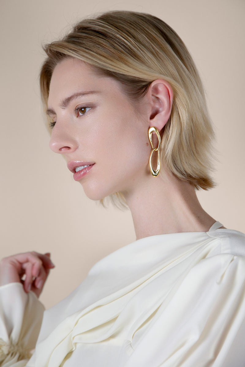 Sara Shala Palermo earrings in yellow gold vermeil featuring a stylish, elegant design for sophisticated fashion.