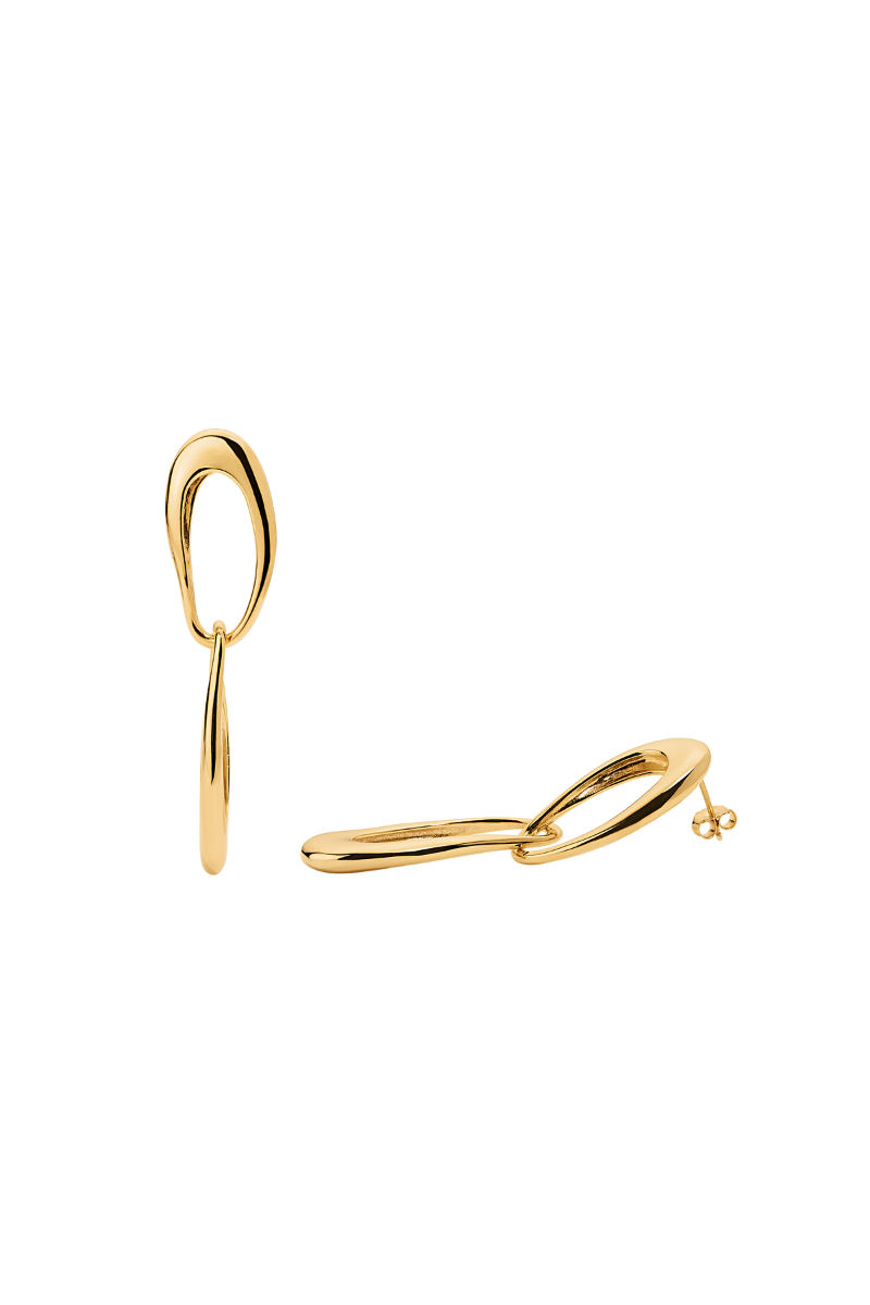 Sara Shala Palermo earrings in yellow gold vermeil featuring elegant, lightweight dangle design with intricate detailing.