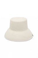 White Panama hat by LE SH KA, featuring a classic woven design and wide brim for stylish sun protection.