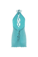 Turquoise Paola mini dress by Suncillo featuring a fitted bodice and flowing skirt, perfect for summer wear.