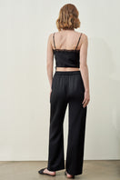 Black Passion silk trousers for women by MANITO, stylish and elegant pants with a smooth silk finish.