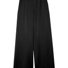 Black passion silk trousers for women by MANITO, stylish pants with a smooth silk texture and tailored fit.