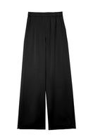 Black passion silk trousers for women by MANITO, stylish pants with a smooth silk texture and tailored fit.