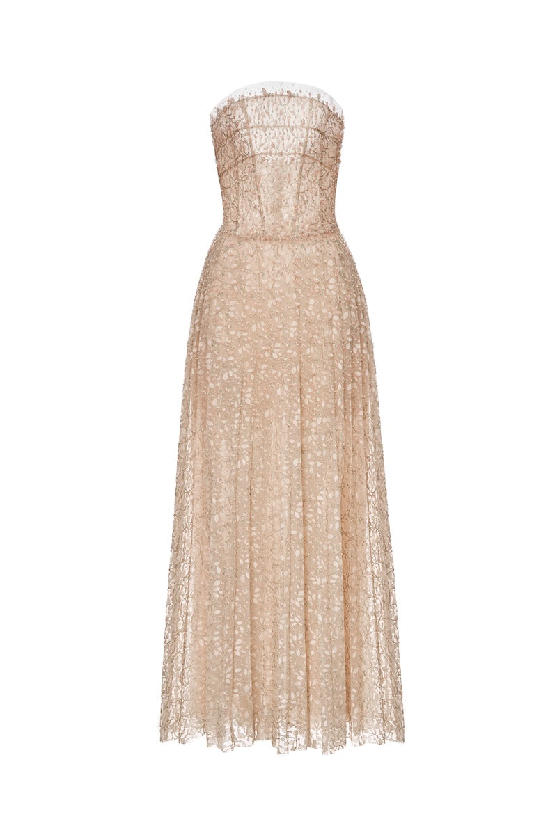 PASTEL CRYSTAL BEADED MIDI DRESS - CULT MIA