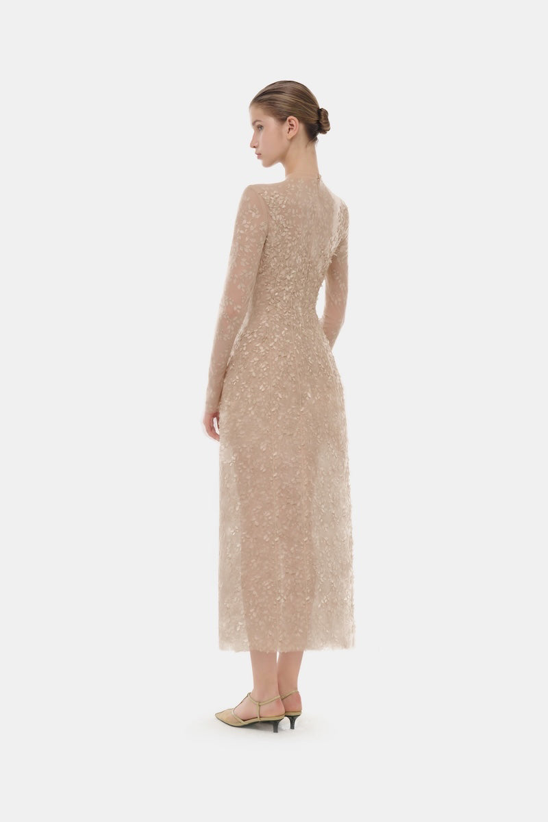 PASTEL MOCKNECK LONG SLEEVE MIDI DRESS