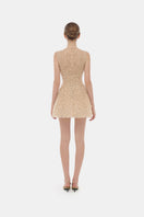 Light pastel sleeveless mini dress with mock neck from Montsand, featuring a fitted silhouette and smooth fabric.