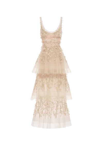 pastel tiered dress Pastel Tiered Midi Dress M