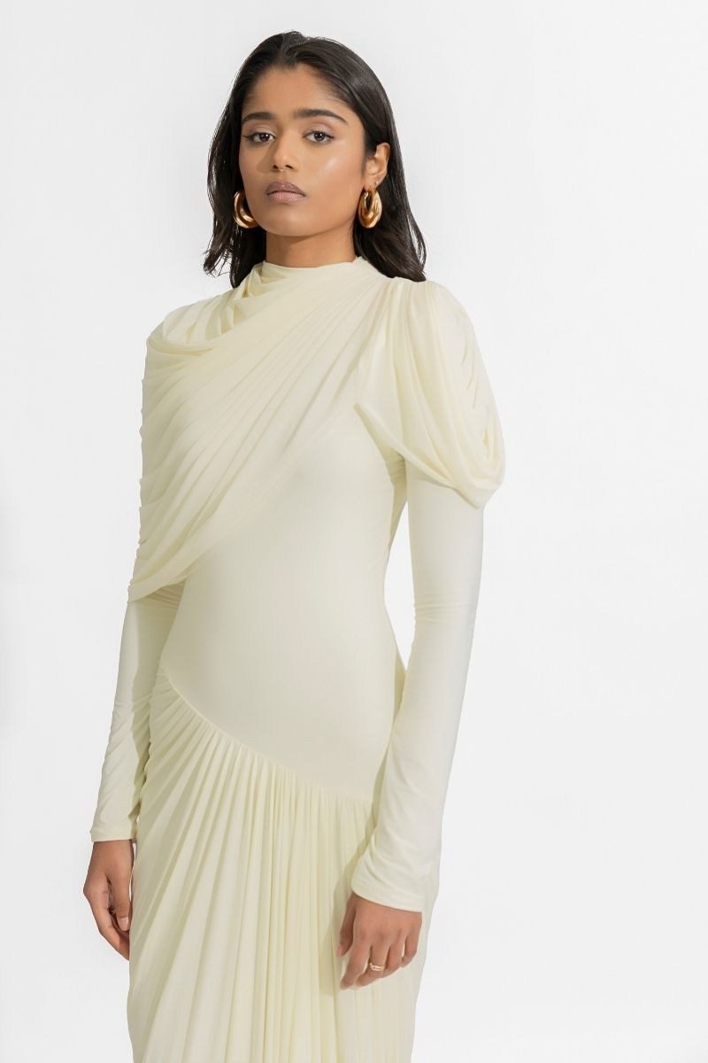 flowy off white dress Off-the-Shoulder Long White Prom Dress with Side Slit Off White / 6
