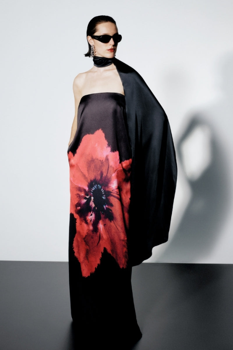 PEARL BLACK MAXI DRESS IN BLACK BLOOM - CULT MIA