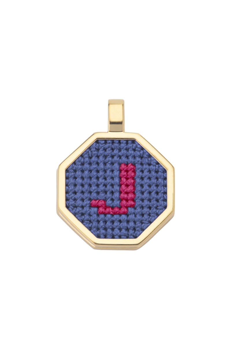 Blue personalized letter pendant necklace by Maria Frering featuring a customizable initial in elegant design.