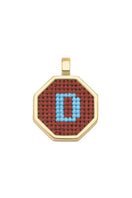 Personalised letter pendant necklace by Maria Frering in brown with custom initial charm on a delicate chain.
