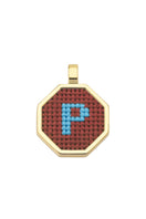 Brown personalised letter pendant necklace by Maria Frering featuring a custom engraved letter charm.