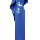 Tiny Ink Petal's Secret Dance asymmetrical cape evening gown with flowing fabric and elegant design, shown on a model.