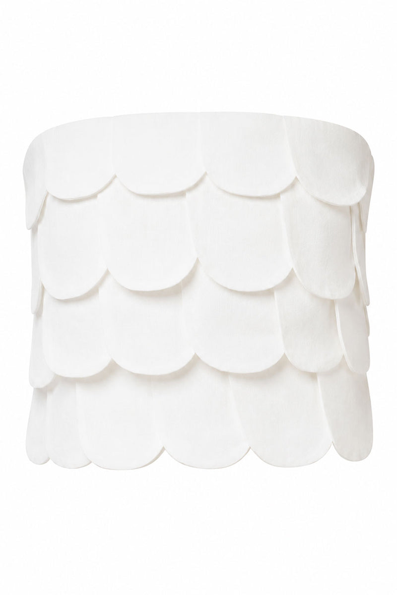 Ivory Petalia crop top by ANA + MARIA displayed on a mannequin, showcasing its fitted design and soft fabric.