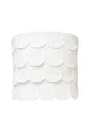 Ivory Petalia crop top by ANA + MARIA displayed on a mannequin, featuring a stylish, fitted design with a round neckline.
