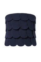 Navy blue Petalia crop top from ANA + MARIA displayed on a ghost mannequin, showcasing its fitted sleeveless design.